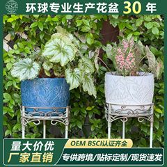 设计师蝴蝶兰绿植花器北欧环保树脂花盆孤品简约浮雕花釉仿塑料盆