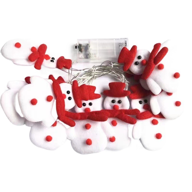 En stock transfronteriza LED muñeco de nieve de peluche cadena ligera Santa Claus ELK lindo ambiente de vacaciones de dibujos animados luces decorativas de colores