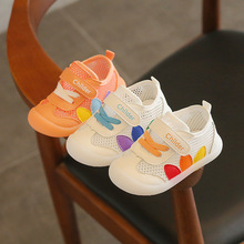 彩迪艾1-2-3岁透气单网学步鞋软底学步鞋男女童魔术贴学步鞋