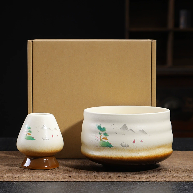 Sansui, sticker, matcha, tea cup, ceramic set, gradient