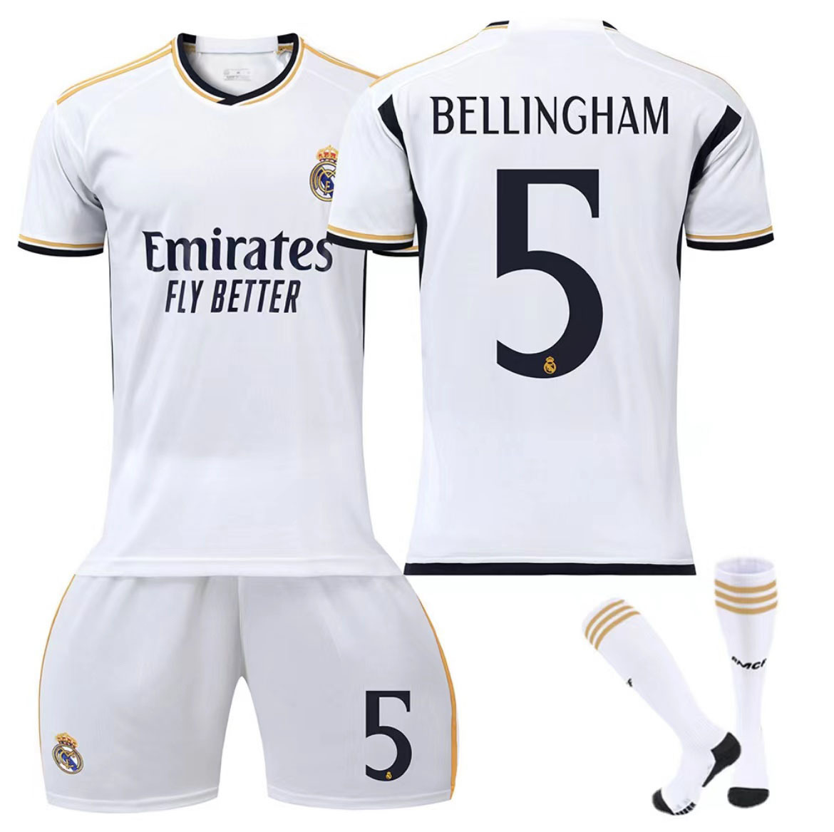 Venta al por mayor 23-24 Real Madrid Jersey N ° 5 Bellingham N ° 7 Vinius adultos niños traje de uniforme de fútbol