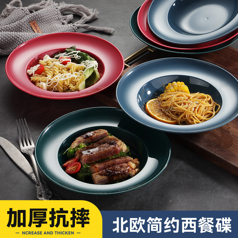 Scandinavian Commercial Deep Straw Hat Bowl Western Food Plate Pasta Plate Restaurant Fruit Salad Bowl Hotel Tableware Logo