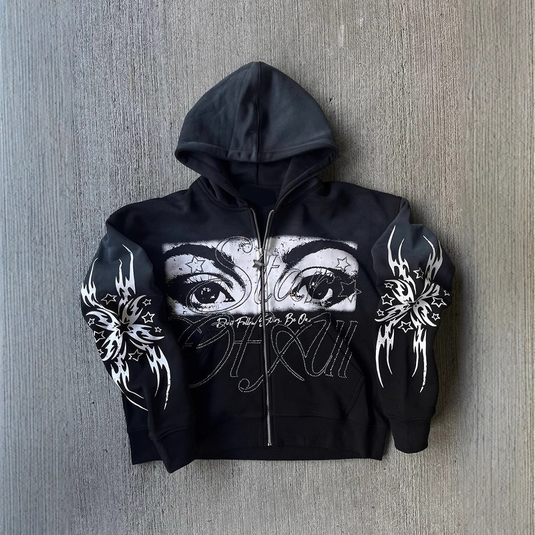 European and American Wholesale Personalized 3D Printed Zipper Sweatshirt Long-Sleeved Cardigan Hoodie Retro Jacket Street Trend