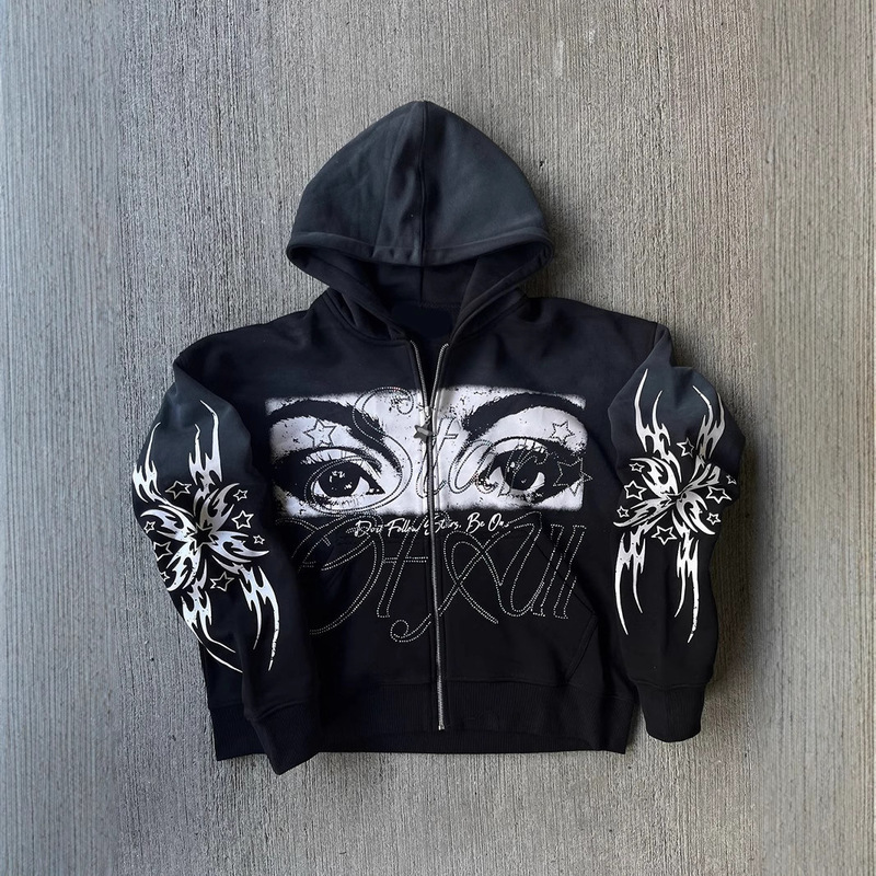 European and American Wholesale Personalized 3D Printed Zipper Sweatshirt Long-Sleeved Cardigan Hoodie Retro Jacket Street Trend