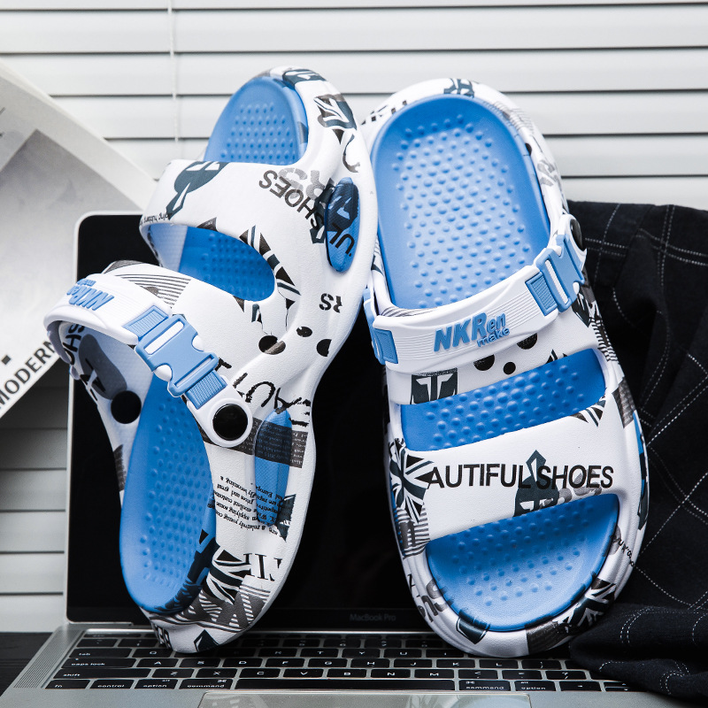 Sandalias de playa para hombres que usan en verano para conducir sandalias de suela gruesa de doble uso para jóvenes deportes de ocio pisando heces sandalias y zapatillas