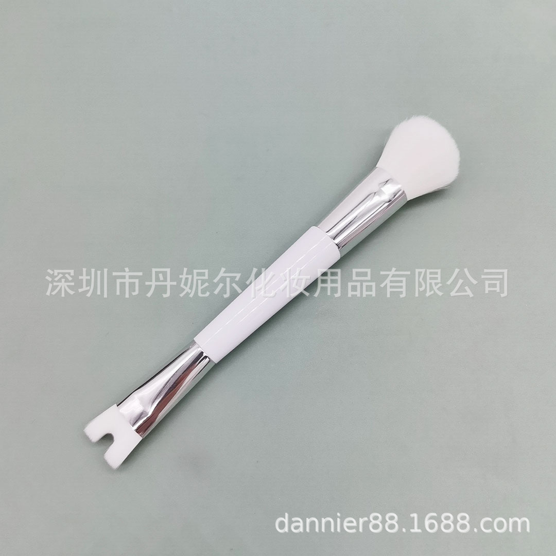 ¡Nuevo producto recomendar! Cepillo de rubor de doble cabeza pelo suave cepillo de alta luz cepillo suelto multifuncional en forma de U cepillo de la nariz sombra Decoración