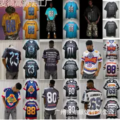 Foreign Trade Cross-Border American Multi-Position Y2K Splicing Rugby Mesh Breathable Quick-Drying Men's and Women's T-Shirts Men's and Women's V-Neck Sports
