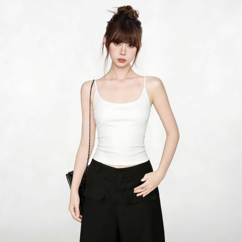 Jiyou Slim-Fit Inner Wear with Built-In Chest Pads and Beautiful Back Design, 2026 Spring/Summer New Style Backless Camisole Sleeveless Tank Top