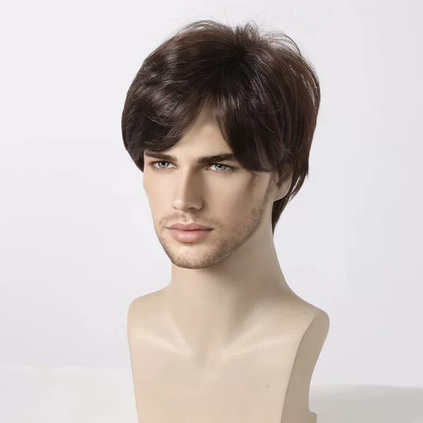 Temu New European and American Men's Fashion Temperament Short Hair High-Temperature Silk Chemical Fiber Headgear Wig Manufacturer Dropshipping