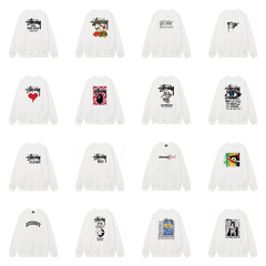 Stussy 斯图西秋冬美式卫衣男女经典字母印花黑8骰子长袖圆领外套