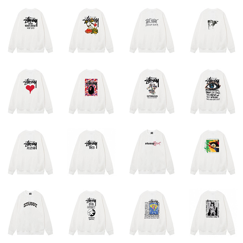 Stussy 斯图西秋冬美式卫衣男女经典字母印花黑8骰子长袖圆领外套|undefined