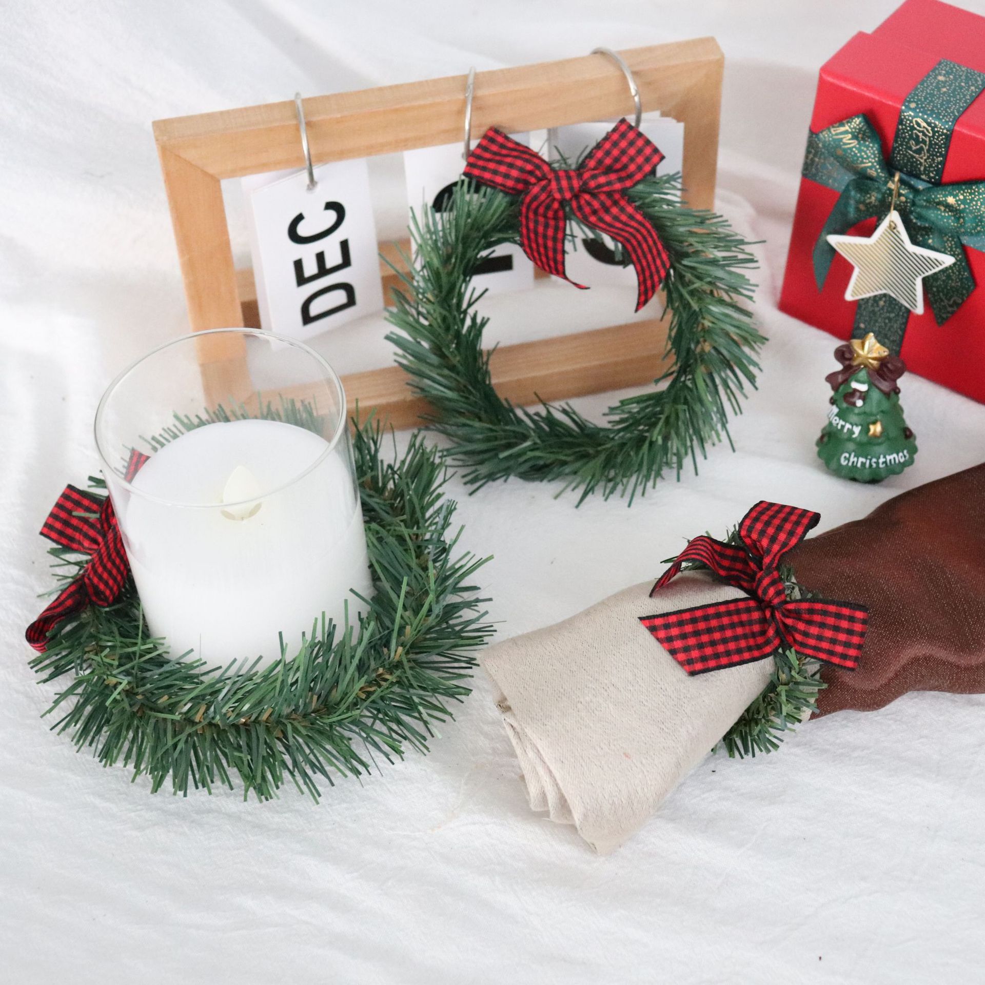 26g Weight Garlands Event & Party Supplies Grass Ring Classification 1 Piece Quantity Party Occasion PVC, Polyester Material Christmas Festival Bow Knot Pattern Modern Style, Classic Style Style Christmas Modern Style Classic Style Bow Knot PVC Polyester Party Garlands Decorations Table Decoration 3