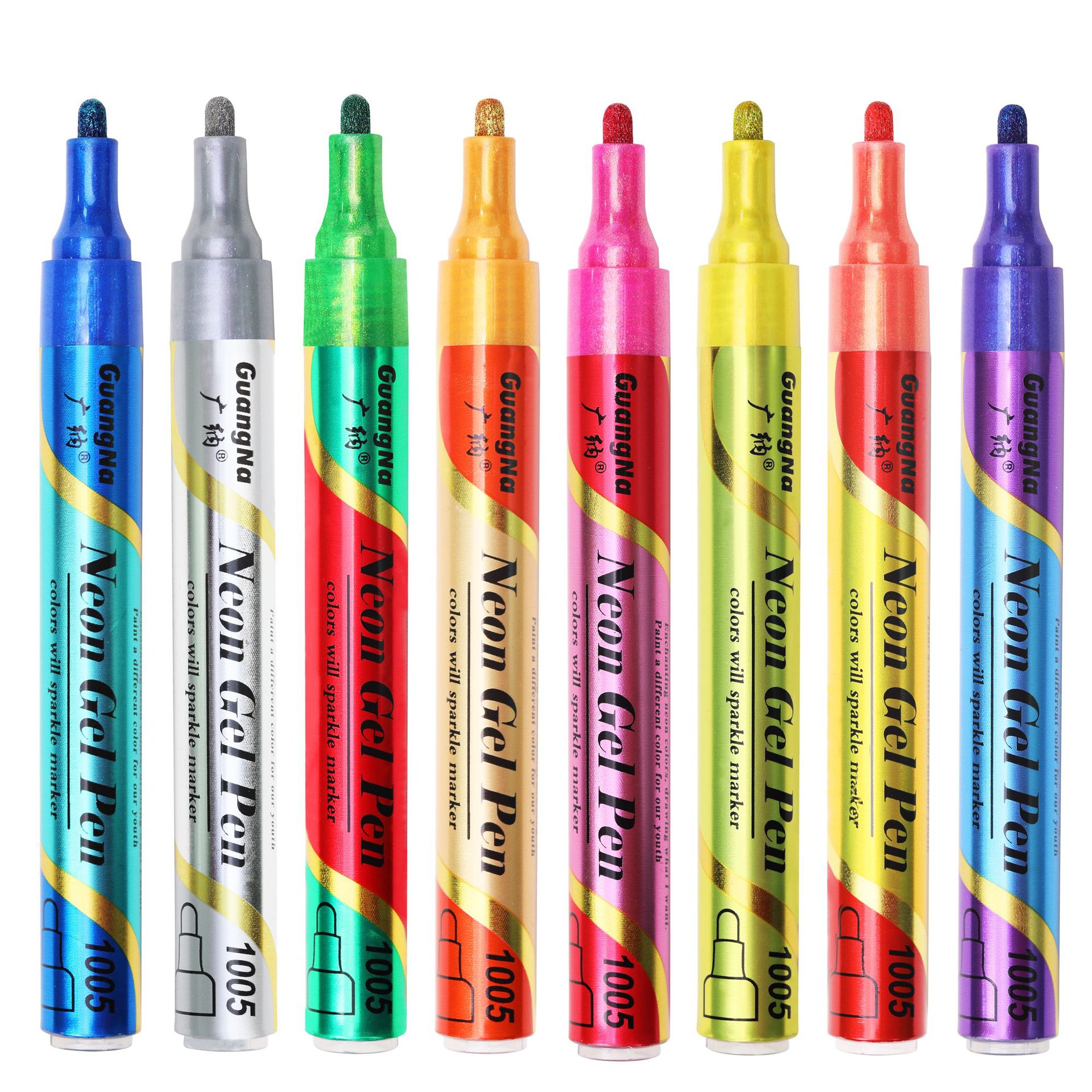 Guangna nuevo GN1005 flash gel pen 8 colores traje 3mm línea ancho disponible graffiti nail art pintura