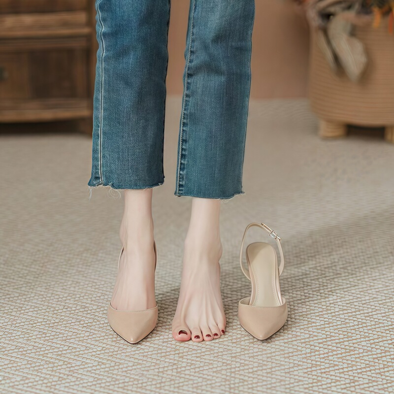 Strappy Pointed High Heels, Stiletto Sandals, Red Sole Closed-Toe Women's Shoes, Back Strap High Heels, Non-Slip Women's Shoes