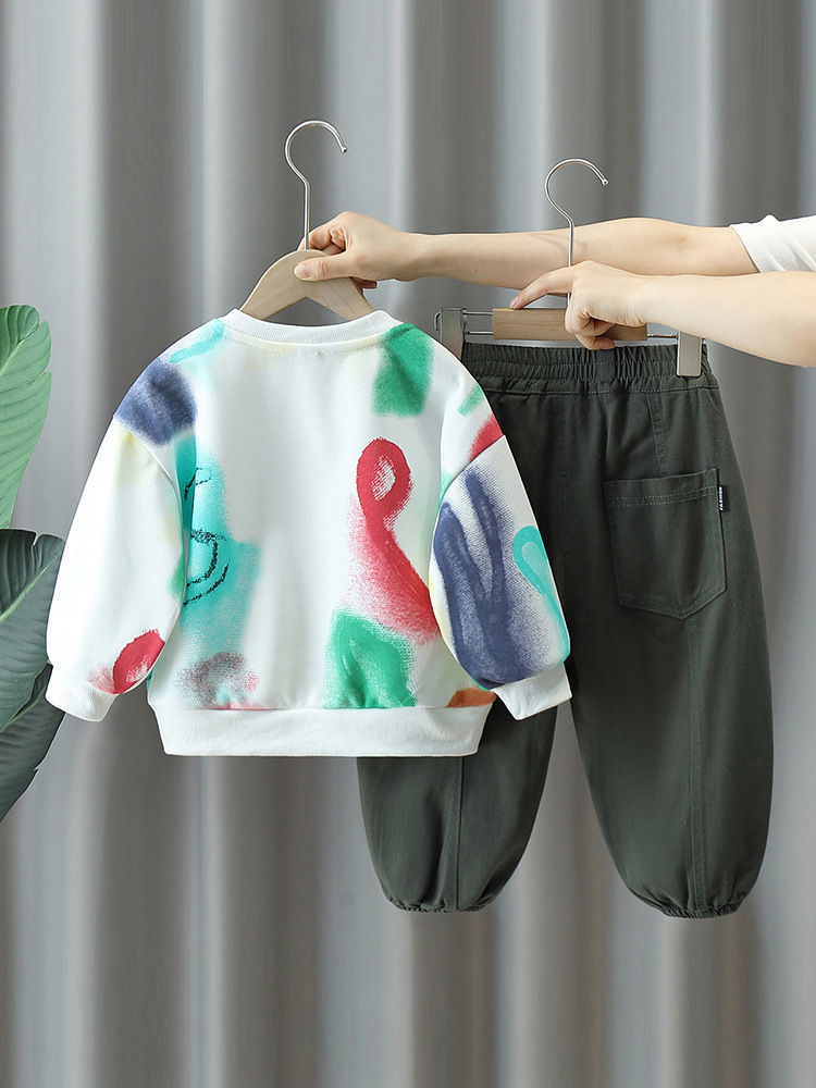 5773 Traje de otoño para niños 2025 nueva ropa deportiva para niños de otoño hermosa chaqueta coreana para niños de primavera y otoño