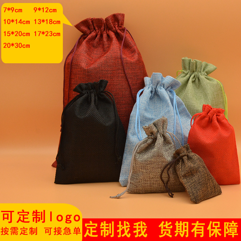 Bolsitas de lino para joyería o regalos, 24 colores 