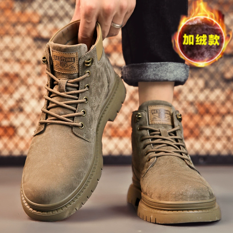 Мужские ботинки Martens в английском стиле, утеплённые зимние высокие, тёплая и практичная обувь