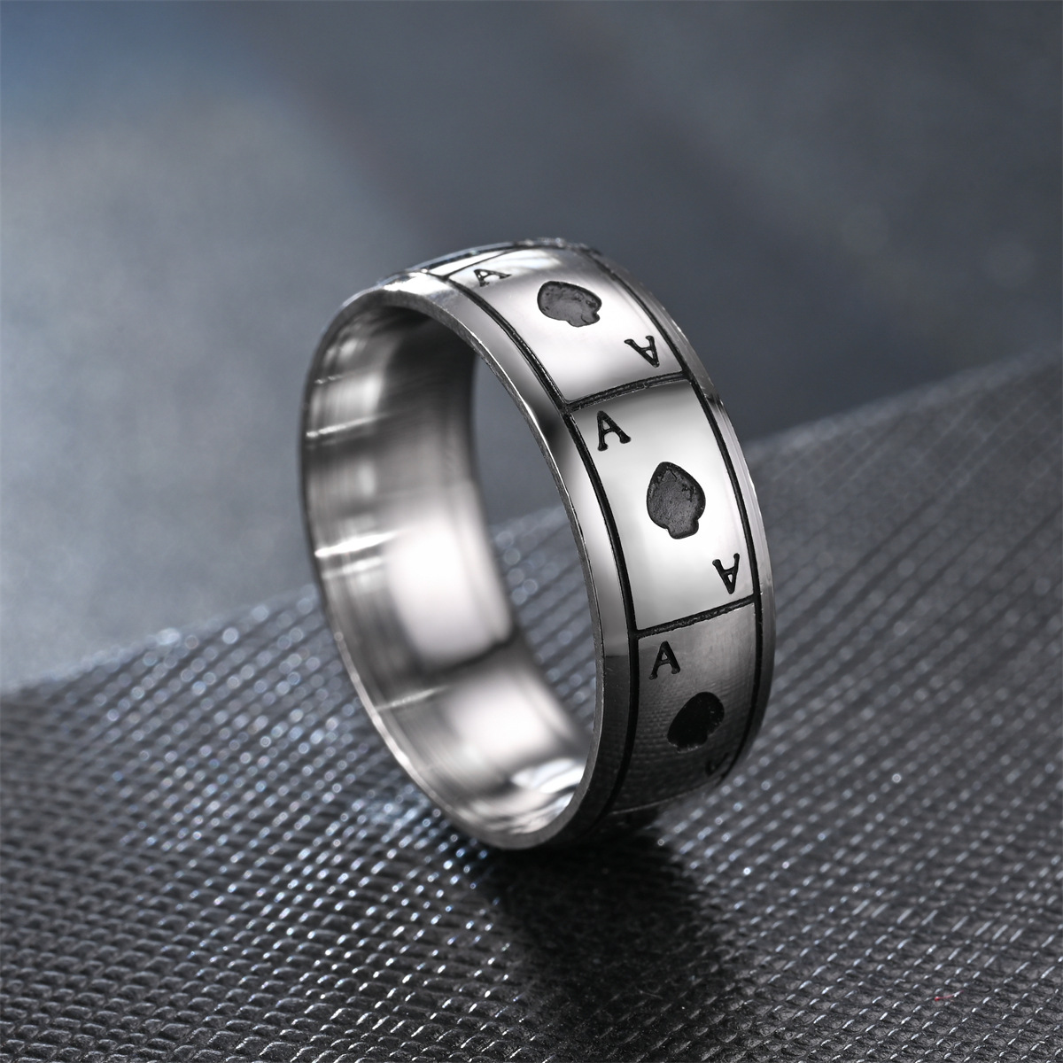 Poker Pattern Fashion Poker Stainless Steel Rings 1 Piece