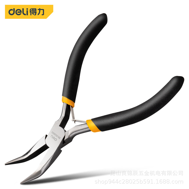 得力工具 5寸迷你弯嘴钳diy手工模型饰品小型便携式钳子 DL103005