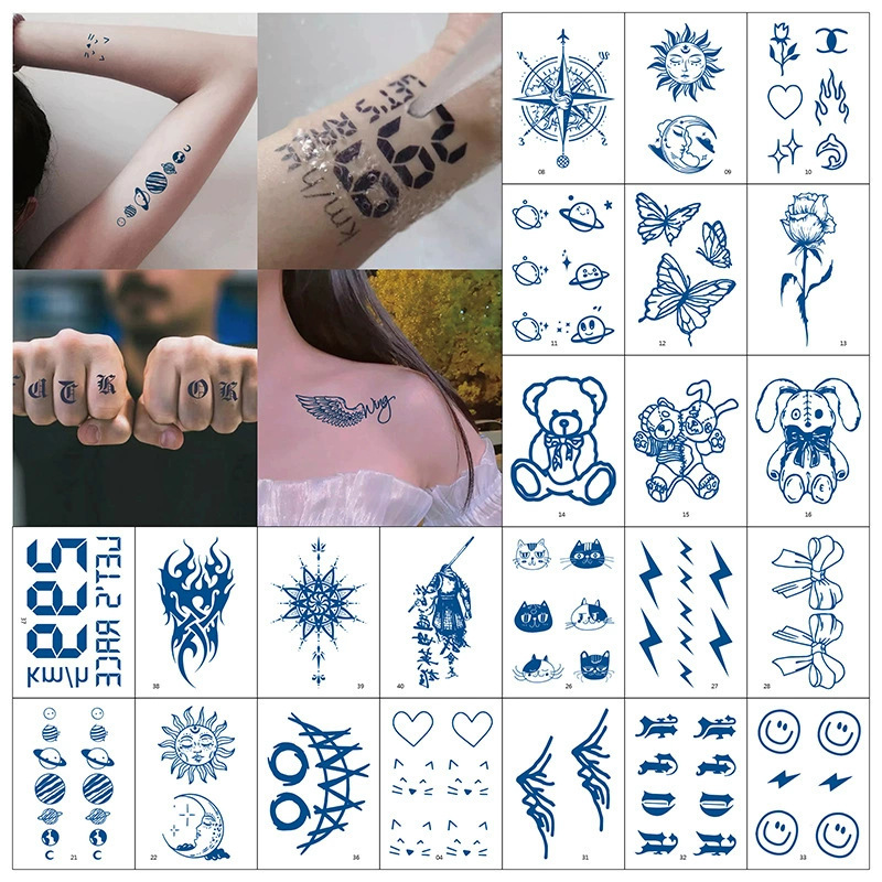 Herbal Juice Tattoo Stickers for Men, Waterproof and Long-Lasting, Small Pattern Semi-Permanent Realistic Stickers for Women to Cover Scars Herbal Juice Tattoo Stickers for Men, Waterproof and Long-Lasting, Small Pattern Semi-Permanent Realistic Stickers for Women to Cover Scars