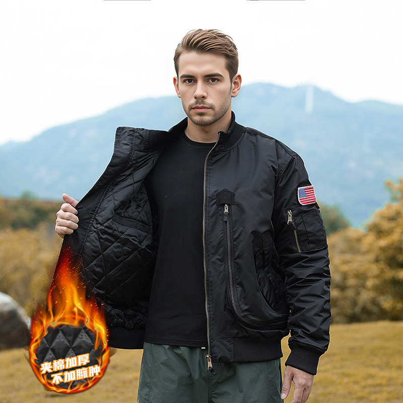 Autumn and Winter Ma1 Jacket with Cotton Lining, Thickened Workwear, Loose-Fitting Oversized Bomber Jacket, Pilot Jacket, Cross-Border