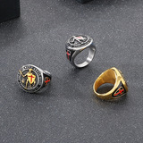 Ретро красное кольцо в стиле хип-хоп из нержавеющей стали, европейский стиль