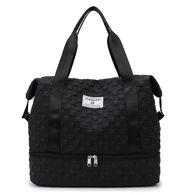 Bolsa de viaje portátil plegable con barra de tracción para mujer, bolsa de almacenamiento de equipaje de gran capacidad para hombre, bolsa de yoga de fitness para deportes secos y húmedos