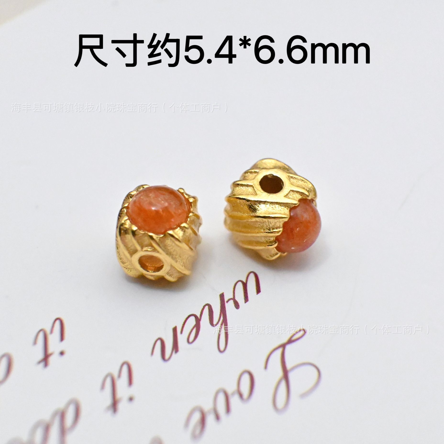 Manufacturer Wholesale S925 Silver Inlaid Natural Gold Sunstone Crystal DIY Through-Hole Accessories Spacer Bead Pendant Bracelet Material