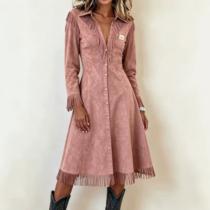 In-stock Amazon foreign trade cross-border 2026 western cowboy style suede coat with tassels, slim fit, long sleeve jacket In-stock Amazon foreign trade cross-border 2026 western cowboy style suede coat with tassels, slim fit, long sleeve jacket