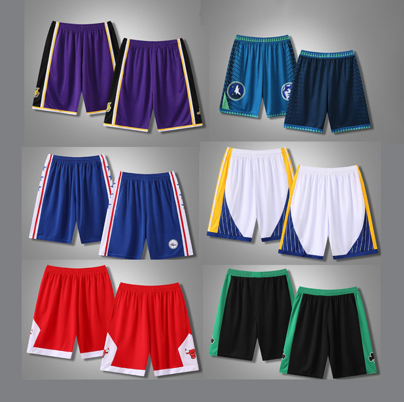 Lakers Warriors Bulls Pants Grizzlies 76Ers Mavericks Timberwolves Magic Running Sports Basketball Shorts