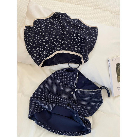 Korean Style Polo Lace Edge French Style Cute Pajamas Women's 2025 Summer New Arrival Sling Shorts Outer Wear Home Clothes suit