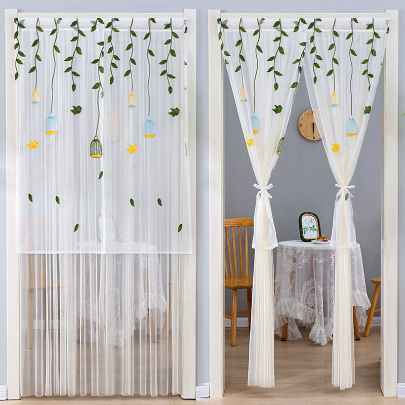 French-Style Door Curtain Partition Curtain for Home Bedroom Kitchen Blocking Curtain Half-Hanging Curtain Bathroom Curtain No-Drill Installation Ins Style