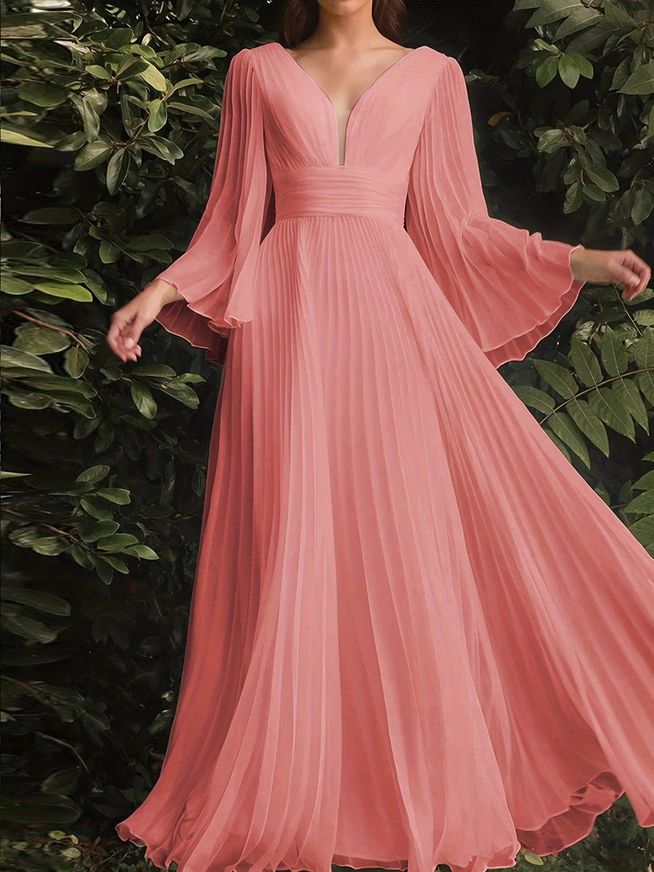 Europa y los Estados Unidos comercio exterior transfronterizo nuevo deseo de ropa de mujer Amazon sexy profundo V vestido de manga larga vestido delgado image 6