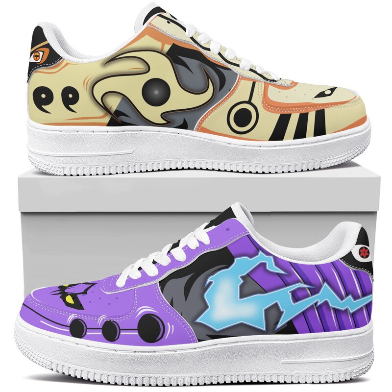 Casual Sports Shoes with Pictures, Printed Air Force Naruto Yellow and Blue Color Matching Low-top Sneakers, Men's Basketball Shoes, Independent Station