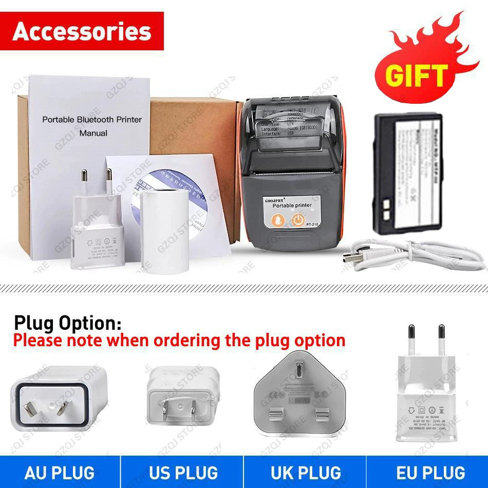 GOOJPRT Handheld small photo, printer, (Cross-border trading), platinum 210 sample, bluetooth