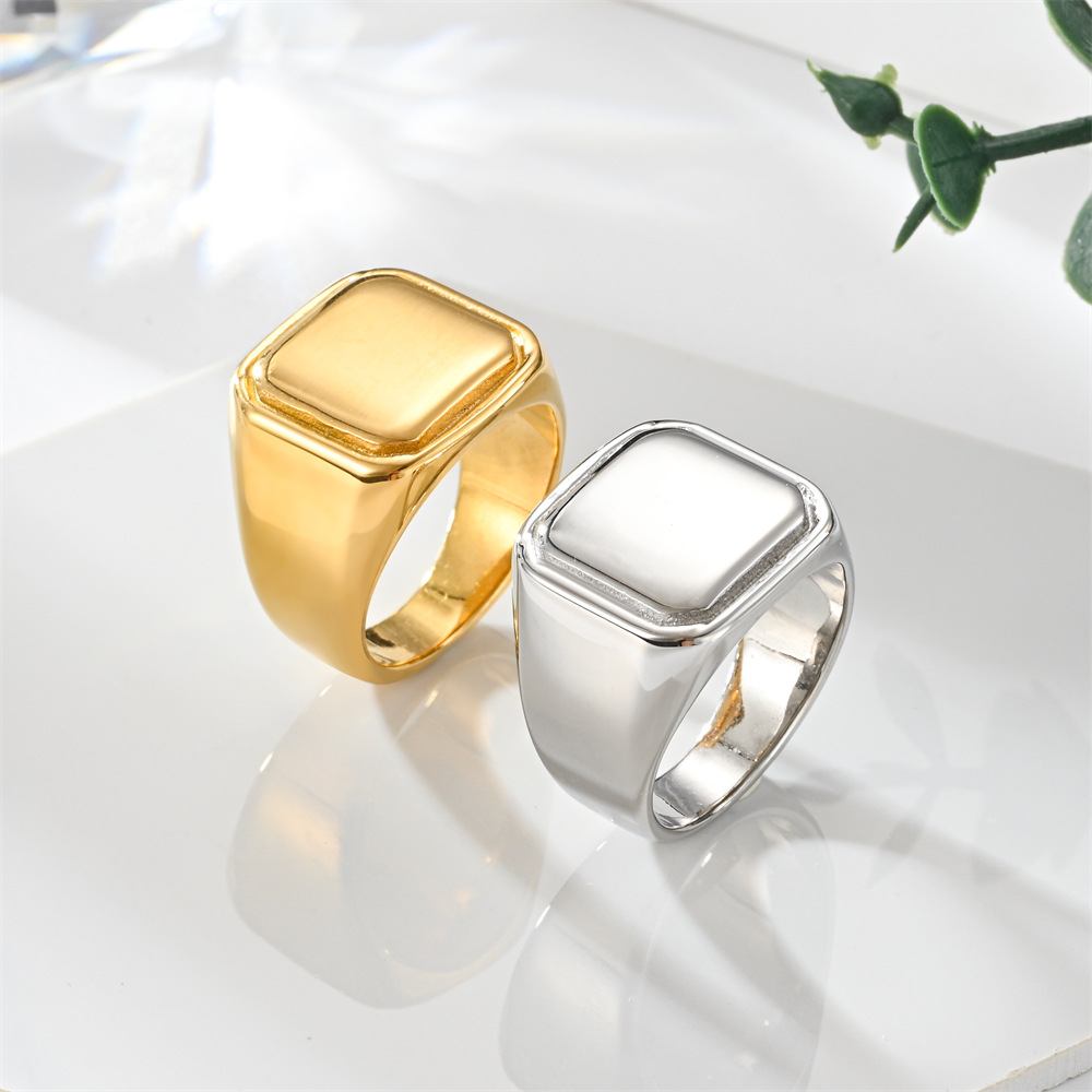 All Seasons Season Retro Classic Style Geometric Customization Laser Engraving Titanium Steel Polishing Plating Men's Rings Men Band Rings