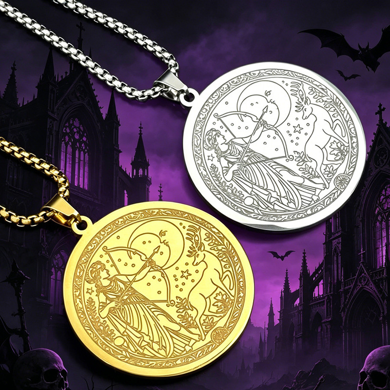 Cross-Border Best-Selling Moon and Hunting Goddess Artemis Necklace, Greek Mythology Mysterious Spiritual Style Jewelry
