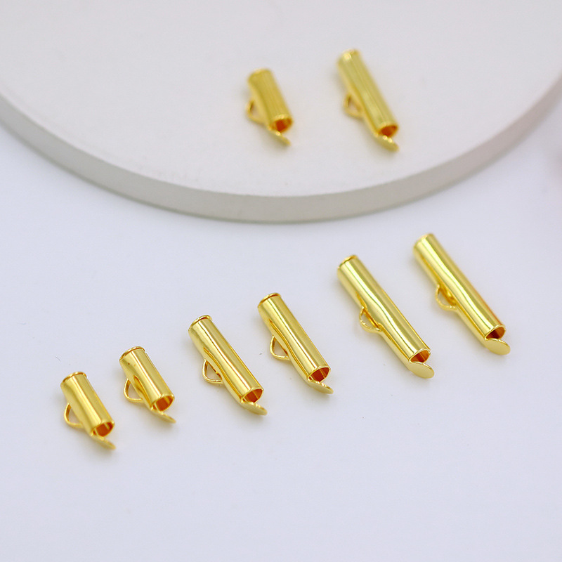 铜电镀真金14k18k直管套排扣diy配件手链串珠管套链管马夹卡扣B83