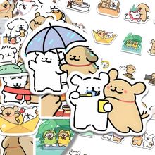 216张线条小狗的恋爱日常贴纸卡通可爱表情创意个性笔记本贴画DIY