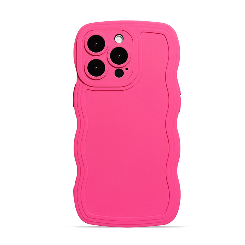 适用iphone16手机壳网苹果17红实色大波浪纯色tpu素材13/14保护套|undefined