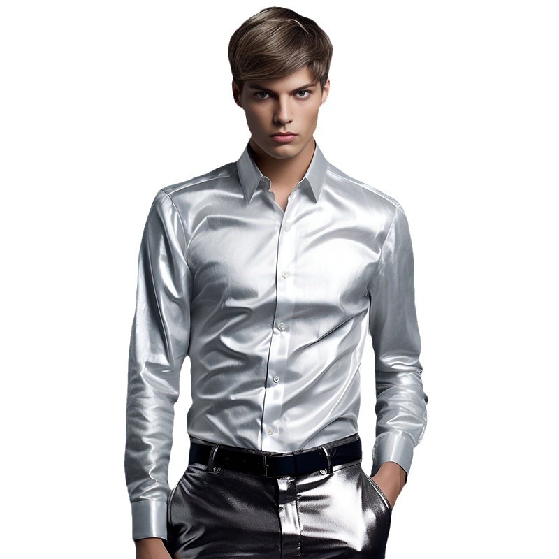 Camisas de manga larga para hombre, estilo europeo, calidad de exportación, estilo casual, brillantes, nueva colección de otoño de Amazon 202