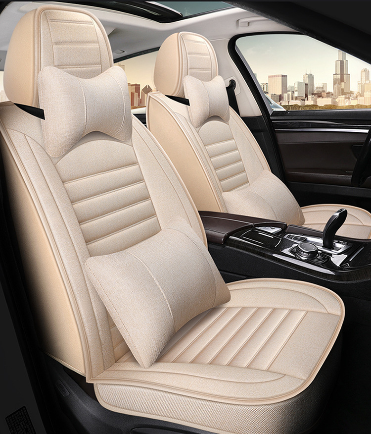 Summer New Fully Surrounded Car Special Seat Cushion Linen Car Cushion Five-Seater Universal Seat Cover Linen Breathable Seat Cushion