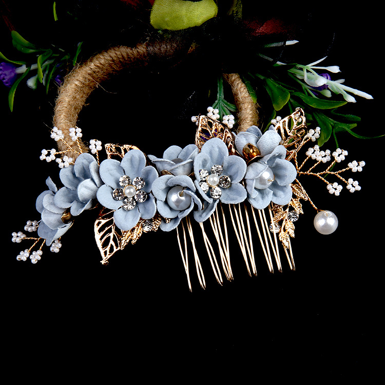 Transfronteriza AliExpress Boda nupcial hecho a mano flor peine del pelo insertar peine updo flor tocado vestido banquete accesorios de estudio