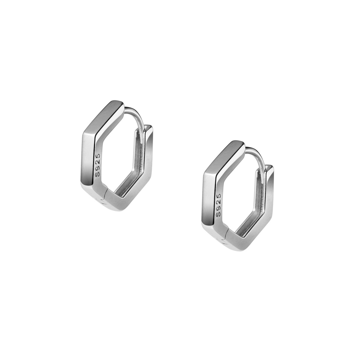 Eloch s925 plata hexagonal pendientes de orejas estilo coreano para mujeres geometría simple pendientes poligonales G9927
