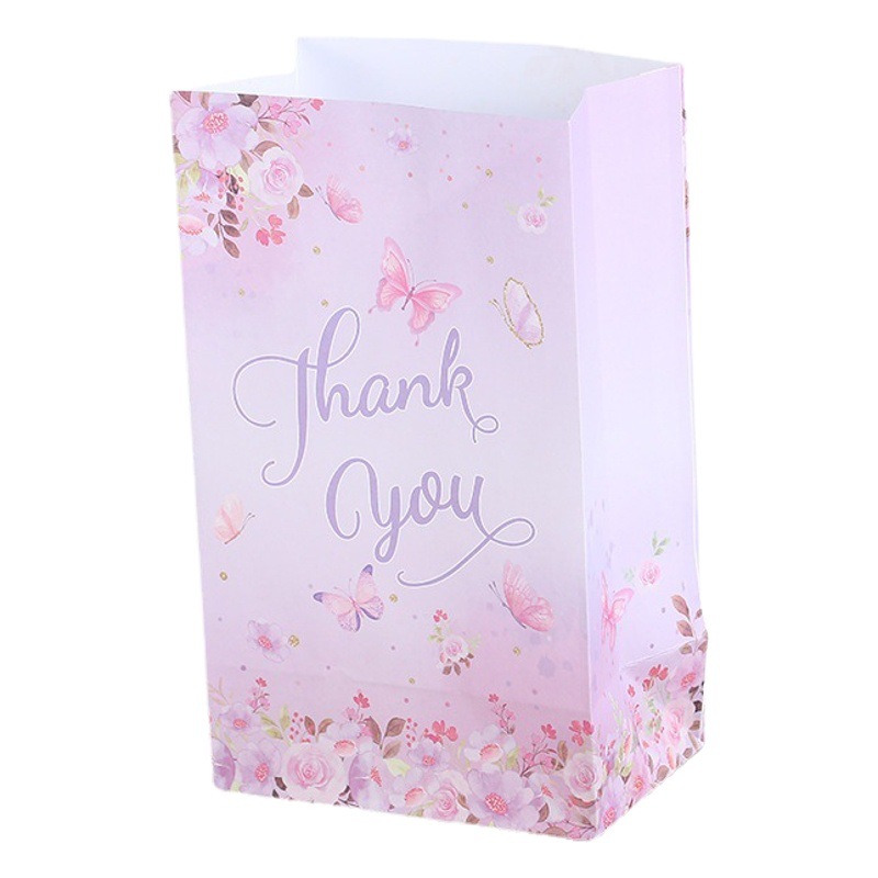 Rosa mariposa impresa bolsa de papel de regalo romántico creativo regalo de vacaciones bolso de embalaje de regalo rectangular