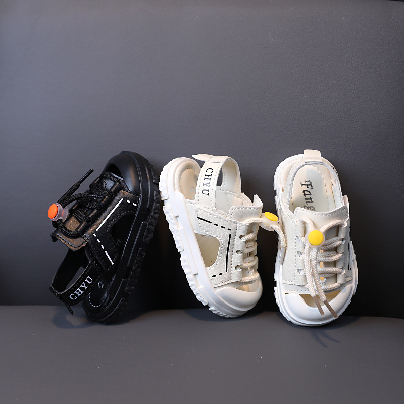 Children's Baotou Sandals 2023 Summer Boys Baby Soft Sole Velcro Beach Girls Korean Edition Sports Shoes_voghion.com