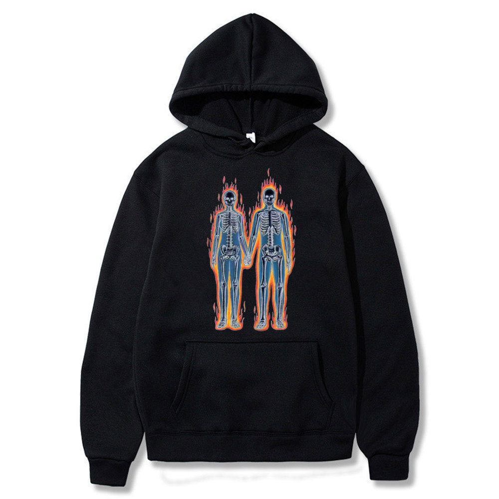 Skeleton Thermal Imaging Graphic Print Hoodie Men's Hip Hop