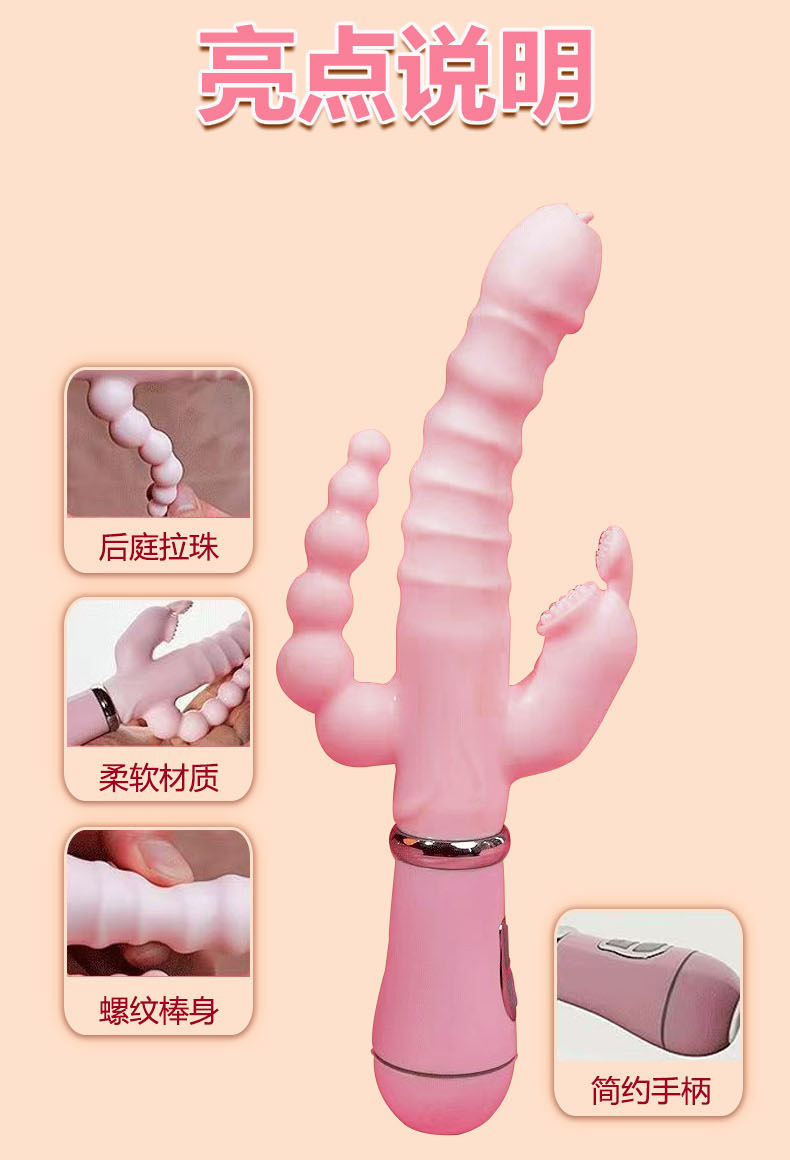 Tongue-Licking Triple-Head Rabbit Vibrator, Multi-Frequency Rechargeable Handheld Massager for Women and Couples — detail image 9