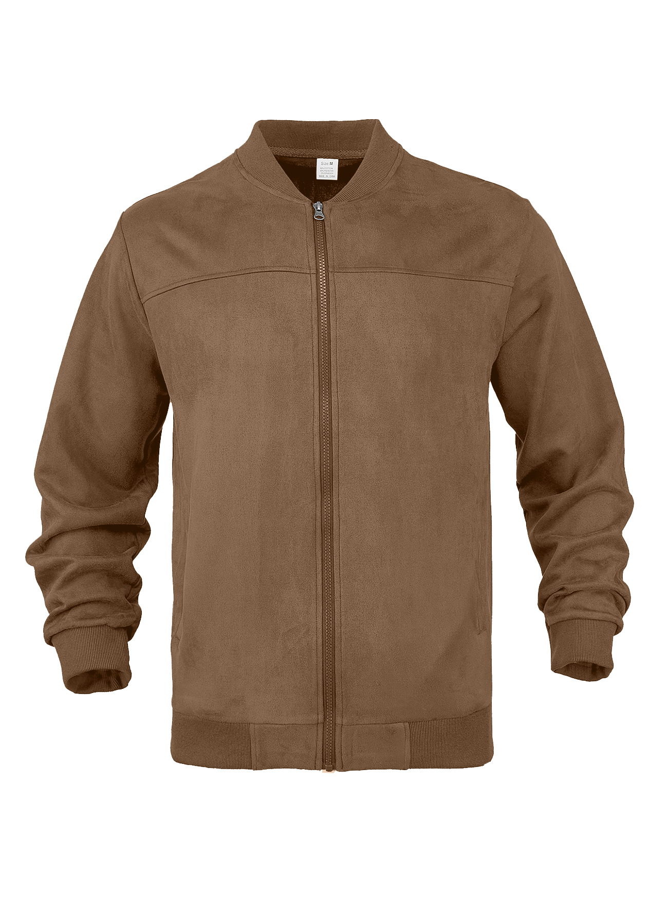 Transfronterizo nuevo Amazon gamuz hombre chaqueta de vuelo con cremallera europea y americana diseño de empalme de color sólido chaqueta simple