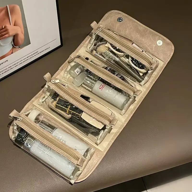 女性トラベルトイレタリーバッグポータブルハンギングオーガナイザー化粧品バッグトラベルサイズブラシセットメイクアップアクセサリー|undefined